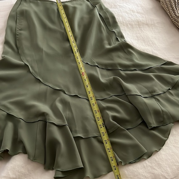 JUDITH HART Fit & Flare midi Skirt & Top Sequins Olive Coral Layered Bohemian - Picture 12 of 13